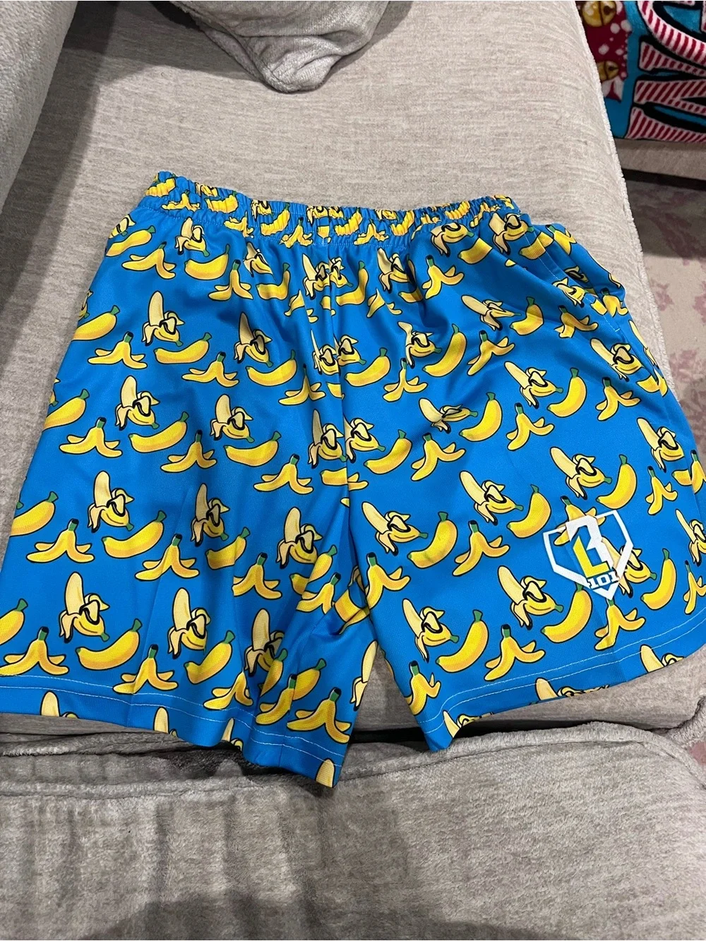Blue Banana-Print Men’s Swim/Beach Shorts